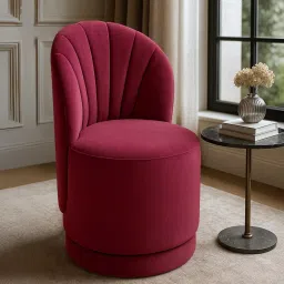 cozy home decor Bloom Suede Dining Chair in Red Colour image 1
