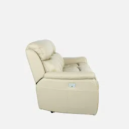 casacraft from pepperfry Plush Motorized 3 Seater Recliner With USB Charging Port In Beige Color image 5