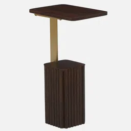 casacraft from pepperfry Larena Solid Wood End Table In Walnut & Brass Finish image 5