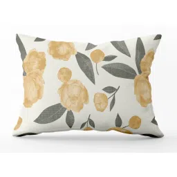 mayfair homes london Yellow Floral 144 TC Cotton Single Bedsheet with 1 Pillow Cover image 3