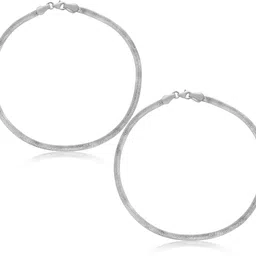 925 siller 925 Pure Silver Sleek Link Anklets (Pack of 2) Sterling Silver Anklet image 2