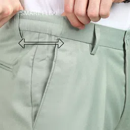 provogue Men Slim Fit Light Green Polyester Trousers image 3