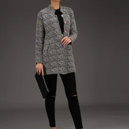 ewools Women Woven Collared Neck Beige Sweater image 4