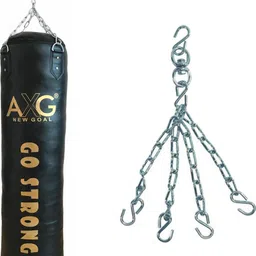 axg new goal Unfilled Boxing Punching Bag 4 ft With stainless steel chain (Heavy PU Material) Hanging Bag image 2