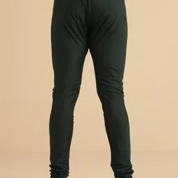 kisah Mens Churidar, Cotton Blend Solid Bottle Green Churidar Pant for Men image 4