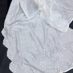 faboza lifestyle Cotton Blend Embroidered White Women Dupatta-picture-17