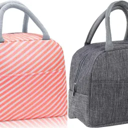 kardiff Portable and Reusable Insulated Nylon Lunch Bags Women Carrying bag ( Gray ) Messenger Bag image 1