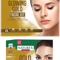 nature's essence Party Ready Glowing Gold Combo, Gold Facial Kit & Creme Bleach, Pack of 2 81 g image 1