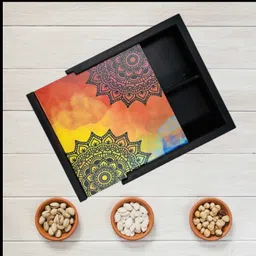 angira handicarft wooden Dryfruit box/Multipurpose 4Section/ StorageBox(set of 4) AHS-DBOX106_Ne Tray image 3