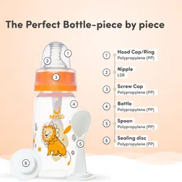 mylo Baby Feeding Bottles for New Born Babies with Spoon | Anti Colic - (125+250ml) - 375 ml image 5