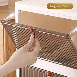 zivety 4-Shelf almirah of clothes, cupboard clothes , plastic almirah, wardrobe plastic PP Collapsible Wardrobe image 3