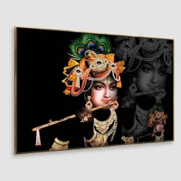 dekorstation Krishna With Flute Floating Multicolour Canvas Art Print image 3