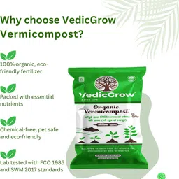 vedicgrow Adds Life Organic Vermicompost Fertilizer Cow Dung & Urine Enriched Jeevic Khaad Manure image 3