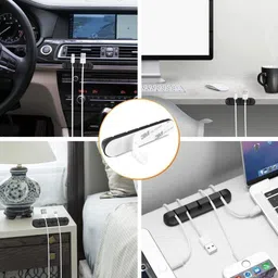 FITIX Cable Management Clips, Cord Organizer for Desk, Set with 7-5-3-1 Slots Cable Protector image 2