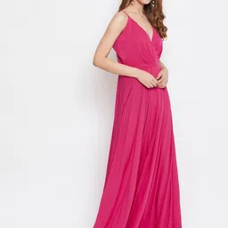 berrylush Women Fit and Flare Pink Maxi/Full Length Dress image 4