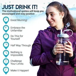 vaughn 2L Motivational Water Bottle with Time Marker Transparent, Leak-Proof Bottle 2000 ml Water Bottle image 5