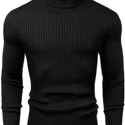 gulika Men Solid High Neck Black Sweater image 4