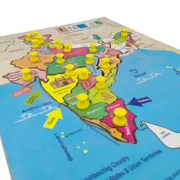 enorme Big Wooden India Map Puzzle with Knobs, Educational and Learning Game For Kids image 2