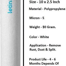 letino pure Set of Two High-density 10-Inch PP Spun Filter with pre-filter opener key Solid Filter Cartridge image 3