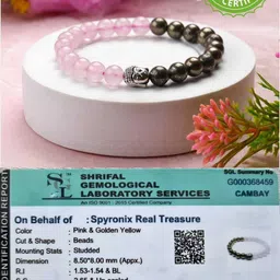 spyronix real treasure Pyrite, Stone, Rose Quartz Crystal Bracelet-picture-26