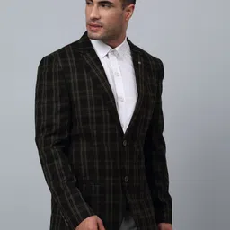 cantabil Men Checkered Single Breasted Formal Blazer image 4