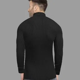 black blink Men Solid Turtle Neck Black Sweater image 2