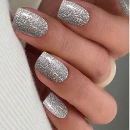 tanvi27 silver glossy Finish Nail Polish with nail tip image 2