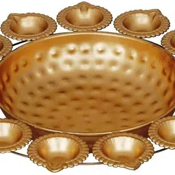 shisha station Premium Flower Shape Decorative Diya Urli for Home Handcrafted Bowl Iron Table Diya-picture-10