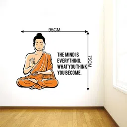 rawpockets 15 cm Peaceful Buddha and Quote on Mind Self Adhesive Sticker image 4