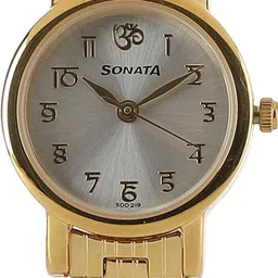 Sonata Quartz Silver Dial Gold Metal Strap Analog Watch - For Women NP8976YM07W image 3