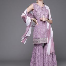 varanga Women Pure Cotton Kurti Sharara Dupatta Set-picture-2