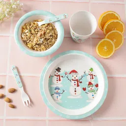 voidrop Pack of 5 Melamin Baby Tableware Kids Feeding Baby Melamine Kids Set 5-Pieces with Free Baby Bibs Dinner Set image 4