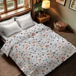 threads White Cotton Cartoon 280 GSM Double Bed Reversible Comforter image 1