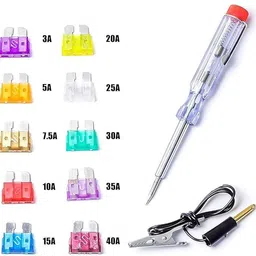 uptodatetools 10pcs Auto Plug In Fuse Tester Voltage Tester with 10 Fuses Analog Voltage Tester image 4