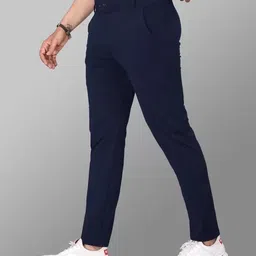 kajaru Men Regular Fit Dark Blue Cotton Blend Trousers image 3