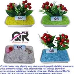 quantum retail - Yellow + White + Green + Blue Marble Chips - (3mm-5mm) - (4 Color x 400 gms) Painted Asymmetrical Marble Stone image 1