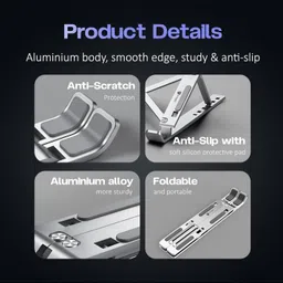 GWI 9380352212 Aluminium Desk Stand Rotatable Laptop Stand with Adjustable Height Compatible with Universal Laptops image 4