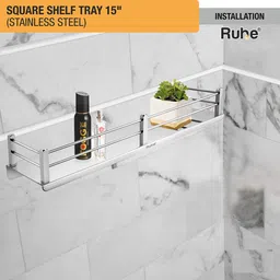 ruhe Multipurpose Bathroom Wall Shelves / Shelf / Rack (Size : 15x5 Inches) Stainless Steel Wall Shelf-picture-21