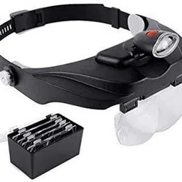 bluedeal Adjustable Loupe ABS Headband Magnifying Glass with 4 LEDs Light Lamp 1.2X 1.8X 2.5X 3.5X Head Light Magnifier image 3