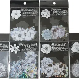 morel BLACK AND WHITE Waterproof Floral Sticker PCK OF 6 , 50 STICKERS IN 1 PKT-picture-19