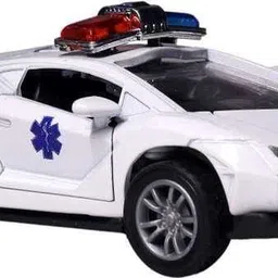 swe Die-Cast Ambulance Emergency Vehicle Toy with Lights, White, 1:32 Scale-picture-14