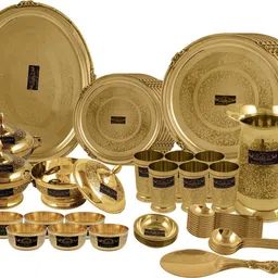 crockery wala and company Pack of 70 Brass Pure Brass Dinner Set - 70 pcs Dinner Set image 1