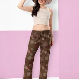 dream, women ultimate desire Rayon Full Length Printed Regular Pyjama For Women - Brown Women Pyjama-picture-13