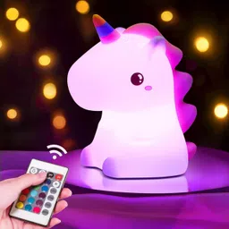 delrin Unicorn Night Light for Kids Room, Rechargeable Remote Control 16 Color Changing Night Lamp-picture-24