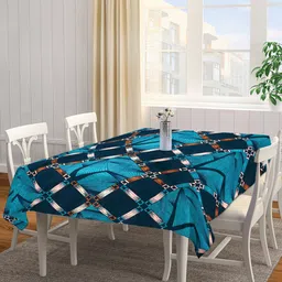 arrabi Blue Blended Cotton Geometric 72x52 Inches Table linen image 1