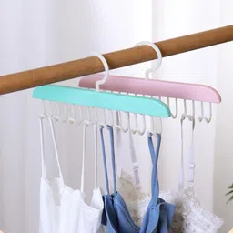 rishav handicraft Multi-Purpose 10-Hook Plastic Hanger for Closet Organization Plastic Dress Pack of 2 Hangers For Dress image 4