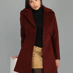 honnete 100 % Polyester Solid Coat For Women-picture-13