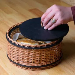 peepul tree Rustic Charm Wicker & Wood Storage Box With Lid in Nat-Brown and Black | Handcrafted from Willow Wicker and Wood image 5