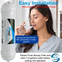 bioway Inline Sediment +Pre + Post Carbon Filter + PushFit Elbow for RO Water Purifiers Solid Filter Cartridge image 4