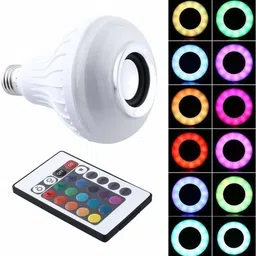 Clownfish Ready To Play Colour Changing Smart Led Music Bulb Remote Controller Bluetooth Music Bulb With 5 MTR WIRE 1 Betten Holder Or 1 2 Pin Top 7W LED And 3W Speaker For Party Home Decor Musici Bulb WIth Remote Smart Bulb+ Smart Bulb Light Strip image 3